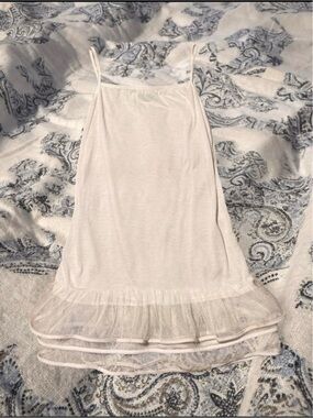 Lightweight White Slip Dress with Ruffle Hem